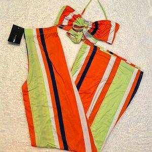 Fashion Nova Neon Wide Leg Pants Set